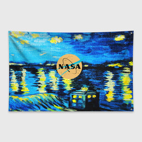 Флаг-баннер с принтом NASA ВАНГОГ NASA в городе Новоалтайск, 100% полиэстер | размер 67 х 109 см, плотность ткани — 95 г/м2; по краям флага есть четыре люверса для крепления | galaxy | nasa | nebula | space | star | абстракция | вангог | вселенная | галактика | звезда | звезды | космический | наса | планеты