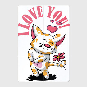 Магнитный плакат 2Х3 с принтом I love you! в городе Новоалтайск, Полимерный материал с магнитным слоем | 6 деталей размером 9*9 см | cat | ears | eyes | flower | gift | heart | kitten | love | moustache | muzzle | paws | shadow | tail | арт | глаза | животные | картинка | кот | котенок | кошка | лапы | любовь | рисунок | сердце | тень | усы | уши | хвост | цветок
