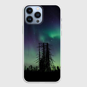 Чехол для iPhone 13 Pro Max с принтом Северное сияние в городе Новоалтайск,  |  | Тематика изображения на принте: дерево | деревья | звезда | звездное | звезды | космический | космос | космосе | кусты | лес | леса | лесной | лучи | небо | ночное | ночь | природа | север | северное | сияние | сиянием | сияния