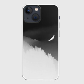 Чехол для iPhone 13 mini с принтом ОРЁЛ НАД ЛЕСОМ в городе Новоалтайск,  |  | bird | dark | fog | forest | heaven | jh k | ktc | sky | texture | деревья | животные | лес | небо | орел | природа | птица | птицы | текстуры | тёмный лес | туман