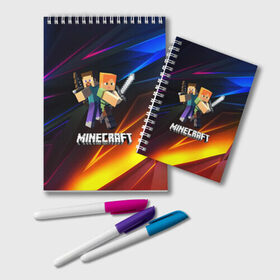 Блокнот с принтом MINECRAFT в городе Новоалтайск, 100% бумага | 48 листов, плотность листов — 60 г/м2, плотность картонной обложки — 250 г/м2. Листы скреплены удобной пружинной спиралью. Цвет линий — светло-серый
 | Тематика изображения на принте: craft | creeper | dungeon | dungeons | earth | game | logo | mine | minecraft | mobile | online | дунгеонс | земля | зомби | игра | крипер | лого | майкрафт | майнкрафт | мобайл | онлайн | подземелье | подземелья