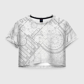 Женская футболка Crop-top 3D с принтом план здания в городе Новоалтайск, 100% полиэстер | круглая горловина, длина футболки до линии талии, рукава с отворотами | architecture | general plan 
architect | архитектор | архитектура | генплан | знание
