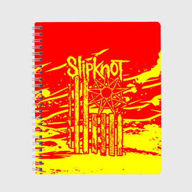 Тетрадь с принтом Slipknot в городе Новоалтайск, 100% бумага | 48 листов, плотность листов — 60 г/м2, плотность картонной обложки — 250 г/м2. Листы скреплены сбоку удобной пружинной спиралью. Уголки страниц и обложки скругленные. Цвет линий — светло-серый
 | Тематика изображения на принте: band | corey taylor | jim root | metal | mick thomson | music | official | slipknot | альтернативный | глэм | готик | гранж | метал | музыка | пост | рок | слипкнот | хард