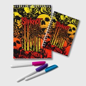 Блокнот с принтом Slipknot в городе Новоалтайск, 100% бумага | 48 листов, плотность листов — 60 г/м2, плотность картонной обложки — 250 г/м2. Листы скреплены удобной пружинной спиралью. Цвет линий — светло-серый
 | Тематика изображения на принте: band | corey taylor | jim root | metal | mick thomson | music | official | slipknot | альтернативный | глэм | готик | гранж | метал | музыка | пост | рок | слипкнот | хард