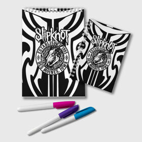 Блокнот с принтом Slipknot в городе Новоалтайск, 100% бумага | 48 листов, плотность листов — 60 г/м2, плотность картонной обложки — 250 г/м2. Листы скреплены удобной пружинной спиралью. Цвет линий — светло-серый
 | Тематика изображения на принте: band | corey taylor | jim root | metal | mick thomson | music | official | slipknot | альтернативный | глэм | готик | гранж | метал | музыка | пост | рок | слипкнот | хард
