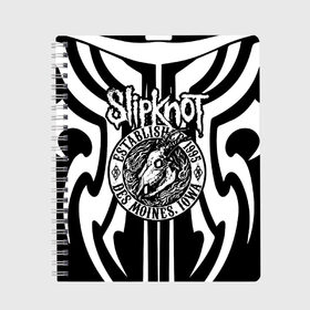 Тетрадь с принтом Slipknot в городе Новоалтайск, 100% бумага | 48 листов, плотность листов — 60 г/м2, плотность картонной обложки — 250 г/м2. Листы скреплены сбоку удобной пружинной спиралью. Уголки страниц и обложки скругленные. Цвет линий — светло-серый
 | Тематика изображения на принте: band | corey taylor | jim root | metal | mick thomson | music | official | slipknot | альтернативный | глэм | готик | гранж | метал | музыка | пост | рок | слипкнот | хард