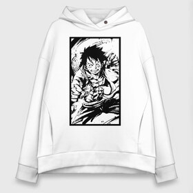 Женское худи Oversize хлопок с принтом Luffy в городе Новоалтайск, френч-терри — 70% хлопок, 30% полиэстер. Мягкий теплый начес внутри —100% хлопок | боковые карманы, эластичные манжеты и нижняя кромка, капюшон на магнитной кнопке | Тематика изображения на принте: luffy | аниме | манга | монки д луффи | мугивара | пираты соломенной шляпы