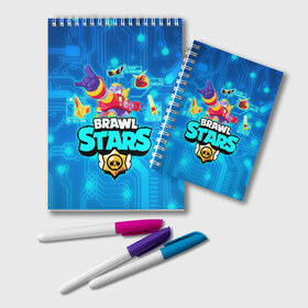 Блокнот с принтом Вольт - Brawl Stars в городе Новоалтайск, 100% бумага | 48 листов, плотность листов — 60 г/м2, плотность картонной обложки — 250 г/м2. Листы скреплены удобной пружинной спиралью. Цвет линий — светло-серый
 | Тематика изображения на принте: bolt | surge | volt | бравл | бравлер | бравлпасс | бравлстарс | бравлстарс игра | бравлы | новый перс | перс бравл | робот | сурдж | сурж