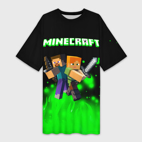 Платье-футболка 3D с принтом Майнкрафт герои в городе Новоалтайск,  |  | creeper | dungeons | minecraft | play | бой | герои | детские | драка | инди | компьютерные | крипер | куб | логотипигры | майнкрафт | мальчикам | мечи | мобы | неоновые | огонь | персонажи | песочница | пламя