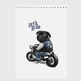 Скетчбук с принтом Pug Rider (Z) в городе Новоалтайск, 100% бумага
 | 48 листов, плотность листов — 100 г/м2, плотность картонной обложки — 250 г/м2. Листы скреплены сверху удобной пружинной спиралью | dog | doggie | doggy | mops | pug | декоративная собака | друг человека | другу | кинолог | лабрадор | малые молоссоиды | мопс | мопсик | мохнатый | пес | пёсель | пёсик | подарок | подруге | собака | собакен | собаки