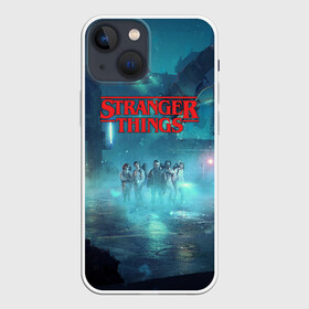 Чехол для iPhone 13 mini с принтом Очень странные дела в городе Новоалтайск,  |  | the stranger things | восьмидесятые | дастин хендерсон | майк уилер | монстр | монстры | оди | одиннадцать | очень странные дела | ретро | сериал | сериалы | ужасы | уилл байерс