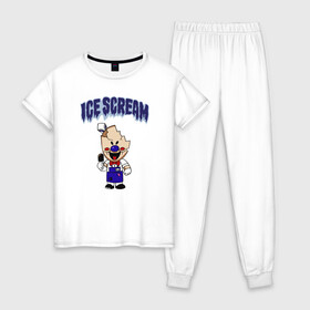 Женская пижама хлопок с принтом Ice Scream в городе Новоалтайск, 100% хлопок | брюки и футболка прямого кроя, без карманов, на брюках мягкая резинка на поясе и по низу штанин | horror | ice scream | neighborhood | аркадный | хоррор