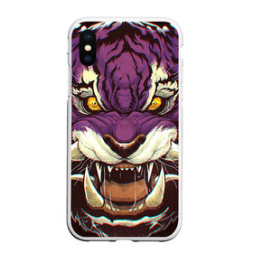 Чехол для iPhone XS Max матовый с принтом Маска тигра (Ханья) в городе Новоалтайск, Силикон | Область печати: задняя сторона чехла, без боковых панелей | барс | волк | детёныш | джунгли | енот | животное | злость | зубр | клыки | кот | лев | леопард | лес | листья | львица | медведь | монстр | оскал | охотник | пасть | полосы | пятнистая | рык | рычание | тигр