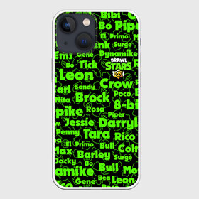 Чехол для iPhone 13 mini с принтом Brawl Stars Names в городе Новоалтайск,  |  | 8 bit | brawl | bull | carl | colt | crow | darryl | dinamike | game | leon | max | piper | poco | sandy | spike | stars | surge | бравл | бравлер | бравлеры | ворон | игра | имя | леон | персонаж | спайк | старз | старс