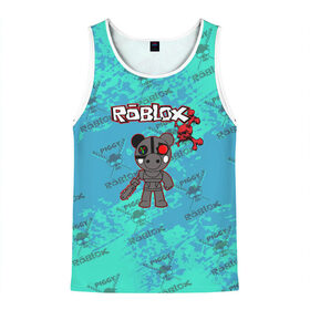 Мужская майка 3D с принтом Свинка Пигги из Roblox в городе Новоалтайск, 100% полиэстер | круглая горловина, приталенный силуэт, длина до линии бедра. Пройма и горловина окантованы тонкой бейкой | Тематика изображения на принте: pig | piggi | roblox | svinka | игра | пигги