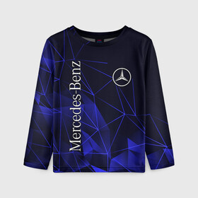 Детский лонгслив 3D с принтом MERCEDES в городе Новоалтайск, 100% полиэстер | длинные рукава, круглый вырез горловины, полуприлегающий силуэт
 | mercedes | авто | автомобиль | логотип | марка | машина | мерин | мерс | мерседес | надпись | текстура