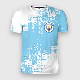 Мужская футболка 3D спортивная с принтом MANCHESTER CITY. в городе Новоалтайск, 100% полиэстер с улучшенными характеристиками | приталенный силуэт, круглая горловина, широкие плечи, сужается к линии бедра | fc | football | football club | manchester city fc | sport | английский футбольный клуб | манчестер | манчестер сити | спорт | спортивный клуб | уефа | униформа | фирменные цвета | фк | футбол | футбольный клуб