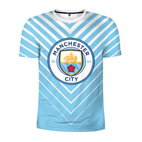 Мужская футболка 3D спортивная с принтом MANCHESTER CITY. в городе Новоалтайск, 100% полиэстер с улучшенными характеристиками | приталенный силуэт, круглая горловина, широкие плечи, сужается к линии бедра | fc | football | football club | manchester city fc | sport | английский футбольный клуб | манчестер | манчестер сити | спорт | спортивный клуб | уефа | униформа | фирменные цвета | фк | футбол | футбольный клуб