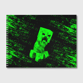 Альбом для рисования с принтом MINECRAFT CREEPER в городе Новоалтайск, 100% бумага
 | матовая бумага, плотность 200 мг. | creeper | game | minecraft | блоки | игра | квадраты | компьютерная | крипер | криппер | майнкрафт | огонь