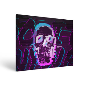 Холст прямоугольный с принтом Glitch в городе Новоалтайск, 100% ПВХ |  | glitch | neon | skull | vanguard | авангард | глитч | неон | череп