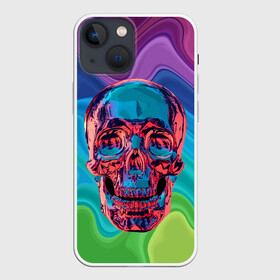 Чехол для iPhone 13 mini с принтом Color skull в городе Новоалтайск,  |  | color | jaw | neon | skull | teeth | vanguard | авангард | зубы | неон | пасть | цвет | череп