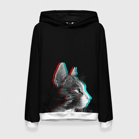 Женская толстовка 3D с принтом Glitch Cat в городе Новоалтайск, 100% полиэстер  | двухслойный капюшон со шнурком для регулировки, мягкие манжеты на рукавах и по низу толстовки, спереди карман-кенгуру с мягким внутренним слоем. | glitch | glitch cat | rgb | глитч | глич | катята | кошак | кошка | ретро кошки