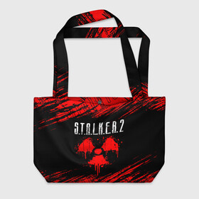 Пляжная сумка 3D с принтом STALKER 2 / СТАЛКЕР 2 в городе Новоалтайск, 100% полиэстер | застегивается на металлическую кнопку; внутренний карман застегивается на молнию. Стенки укреплены специальным мягким материалом, чтобы защитить содержимое от несильных ударов
 | biohazard | chernobyl | cnfkrth | logo | radiation | s.t.a.l.k.e.r. | s.t.a.l.k.e.r.2 | stalker | stalker2 | биохазард | игра | игры | лого | логотип | логотипы | радиация | с.т.а.л.к.е.р | с.т.а.л.к.е.р.2 | символ | сталкер | сталкер2 | черн
