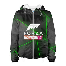 Женская куртка 3D с принтом Forza Horizon 4 Hi-tech в городе Новоалтайск, ткань верха — 100% полиэстер, подклад — флис | прямой крой, подол и капюшон оформлены резинкой с фиксаторами, два кармана без застежек по бокам, один большой потайной карман на груди. Карман на груди застегивается на липучку | 4 | forza | gamer | games | horizon | racing | ultimate | гонки | форза