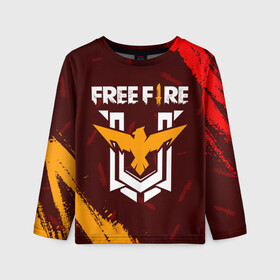 Детский лонгслив 3D с принтом FREE FIRE / ФРИ ФАЕР в городе Новоалтайск, 100% полиэстер | длинные рукава, круглый вырез горловины, полуприлегающий силуэт
 | afth | ahb | ahbafth | fire | fps | free | freefire | garena | logo | master | mobile | online | акуу | акууашку | ашку | гарена | игра | игры | лого | логотип | логотипы | мастер | мобильная | нож | онлайн | символ | символы | фаер | фире | фпс 