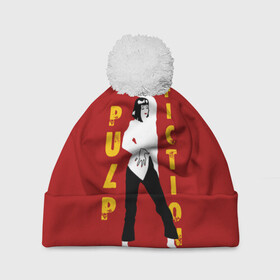 Шапка 3D c помпоном с принтом Pulp Fiction в городе Новоалтайск, 100% полиэстер | универсальный размер, печать по всей поверхности изделия | актеры | бандиты | боевик | бульварное | винсент | герои | девяностые | джулс | знаменитости | кинофильм | комедия | криминал | криминальное | лихие | логотип | миа | персонажи | преступники | ретро