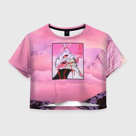 Женская футболка Crop-top 3D с принтом Synthwave EVA Unit 01 в городе Новоалтайск, 100% полиэстер | круглая горловина, длина футболки до линии талии, рукава с отворотами | eva | evangelion | genesis | neon | synthwave | unit | vaporwave | вапорвейв | генесис | ева | евангелион | иероглифы | неон | роботы | синсвейв | япония