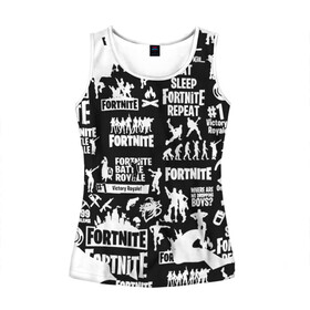 Женская майка 3D с принтом Fortnite  в городе Новоалтайск, 100% полиэстер | круглая горловина, прямой силуэт, длина до линии бедра | battle | kills | royale | save | season | the | twitch | world | битва | борьба | зомби | королевская | оружие | скины | стратегия | фортнайт