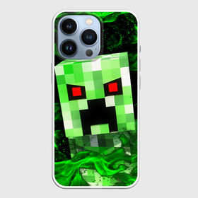 Чехол для iPhone 13 Pro с принтом MINECRAFT CREEPER в городе Новоалтайск,  |  | creeper | game | minecraft | блоки | игра | квадраты | компьютерная | крипер | криппер | майнкрафт | огонь