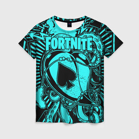 Женская футболка 3D с принтом Fortnite  в городе Новоалтайск, 100% полиэфир ( синтетическое хлопкоподобное полотно) | прямой крой, круглый вырез горловины, длина до линии бедер | battle | kills | royale | save | season | the | twitch | world | битва | борьба | зомби | королевская | оружие | скины | стратегия | фортнайт