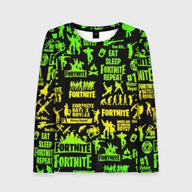 Женский лонгслив 3D с принтом Fortnite  в городе Новоалтайск, 100% полиэстер | длинные рукава, круглый вырез горловины, полуприлегающий силуэт | battle | kills | royale | save | season | the | twitch | world | битва | борьба | зомби | королевская | оружие | скины | стратегия | фортнайт