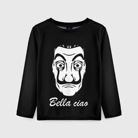 Детский лонгслив 3D с принтом Bella Ciao (Z) в городе Новоалтайск, 100% полиэстер | длинные рукава, круглый вырез горловины, полуприлегающий силуэт
 | Тематика изображения на принте: bella ciao | ciao | el profesor | la casa de papel | netflix | profesor | resistencia | берлин | бумажный дом | лиссабон | профессор | сальва | токио