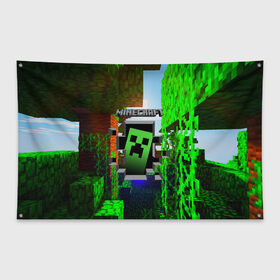 Флаг-баннер с принтом MINECRAFT МАЙНКРАФТ в городе Новоалтайск, 100% полиэстер | размер 67 х 109 см, плотность ткани — 95 г/м2; по краям флага есть четыре люверса для крепления | craft | creeper | dungeon | dungeons | earth | game | logo | mine | minecraft | minecraft dungeons | mobile | online | дунгеонс | земля | зомби | игра | крипер | лого | майкрафт | майнкрафт | онлайн | подземелье