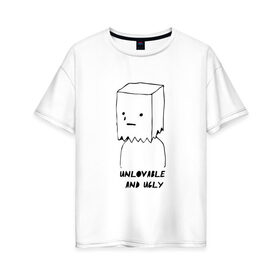 Женская футболка хлопок Oversize с принтом Unlovable&Ugly в городе Новоалтайск, 100% хлопок | свободный крой, круглый ворот, спущенный рукав, длина до линии бедер
 | ugly | unlovable | английский | надпись | прикольная | слова