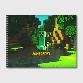 Альбом для рисования с принтом MINECRAFT МАЙНКРАФТ КРИПЕР в городе Новоалтайск, 100% бумага
 | матовая бумага, плотность 200 мг. | Тематика изображения на принте: craft | creeper | dungeon | dungeons | earth | game | logo | mine | minecraft | minecraft dungeons | mobile | online | дунгеонс | земля | зомби | игра | крипер | лого | майкрафт | майнкрафт | онлайн | подземелье