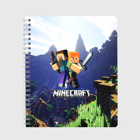 Тетрадь с принтом MINECRAFT МАЙНКРАФТ в городе Новоалтайск, 100% бумага | 48 листов, плотность листов — 60 г/м2, плотность картонной обложки — 250 г/м2. Листы скреплены сбоку удобной пружинной спиралью. Уголки страниц и обложки скругленные. Цвет линий — светло-серый
 | craft | creeper | dungeon | dungeons | earth | game | logo | mine | minecraft | minecraft dungeons | mobile | online | дунгеонс | земля | зомби | игра | крипер | лого | майкрафт | майнкрафт | онлайн | подземелье
