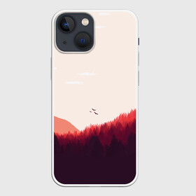Чехол для iPhone 13 mini с принтом Пейзаж №1 в городе Новоалтайск,  |  | гора | горы | дерево | деревья | елка | елки | клин | лес | облака | облако | пейзаж | природа | птица | птицы | сосна | сосны