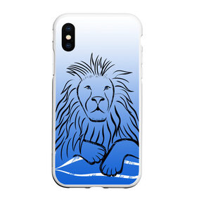 Чехол для iPhone XS Max матовый с принтом MY KINGDOM в городе Новоалтайск, Силикон | Область печати: задняя сторона чехла, без боковых панелей | lion | градиент | контурный рисунок | лев | лев по гороскопу | на синем фоне | подарить льву