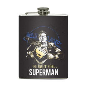 Фляга с принтом Supermen в городе Новоалтайск, металлический корпус | емкость 0,22 л, размер 125 х 94 мм. Виниловая наклейка запечатывается полностью | man | steel | superman | vdzajul | супермен | супермэн