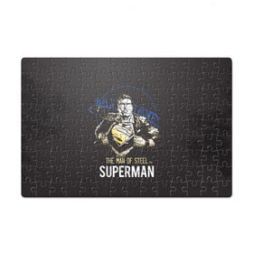 Пазл магнитный 126 элементов с принтом Supermen в городе Новоалтайск, полимерный материал с магнитным слоем | 126 деталей, размер изделия —  180*270 мм | man | steel | superman | vdzajul | супермен | супермэн