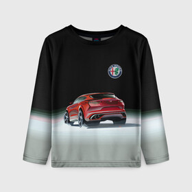 Детский лонгслив 3D с принтом Alfa Romeo в городе Новоалтайск, 100% полиэстер | длинные рукава, круглый вырез горловины, полуприлегающий силуэт
 | alfa romeo | car | italy | motorsport | prestige | автоспорт | альфа ромео | италия | престиж