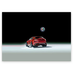 Поздравительная открытка с принтом Alfa Romeo в городе Новоалтайск, 100% бумага | плотность бумаги 280 г/м2, матовая, на обратной стороне линовка и место для марки
 | alfa romeo | car | italy | motorsport | prestige | автоспорт | альфа ромео | италия | престиж