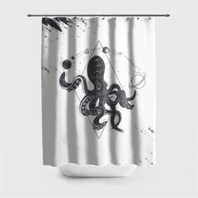Штора 3D для ванной с принтом Ктулху | Cthulhu (Z) в городе Новоалтайск, 100% полиэстер | плотность материала — 100 г/м2. Стандартный размер — 146 см х 180 см. По верхнему краю — пластиковые люверсы для креплений. В комплекте 10 пластиковых колец | cthulhu | великий древний | владыка миров | зов ктулху | ктулху | лавкрафта | морское чудовище | чудовище