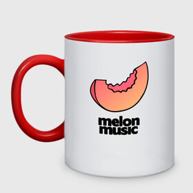 Кружка двухцветная с принтом MELON MUSIC в городе Новоалтайск, керамика | объем — 330 мл, диаметр — 80 мм. Цветная ручка и кайма сверху, в некоторых цветах — вся внутренняя часть | mayot | melon | music | seemee | yungway | вэй | дыни | майот | мелон | мьюзик | сими | янг | янгвэй