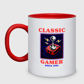 Кружка двухцветная с принтом Classic Gamer в городе Новоалтайск, керамика | объем — 330 мл, диаметр — 80 мм. Цветная ручка и кайма сверху, в некоторых цветах — вся внутренняя часть | Тематика изображения на принте: 8 bit | 8 бит | 8bit | 8бит | boomer | dendy | game | gamer | games | geek | joystick | nerd | oldschool | sega | бумер | гик | дед | денди | джойстик | для гика | для гиков | игра | игры | классика | классические | нерд | олдскул | с