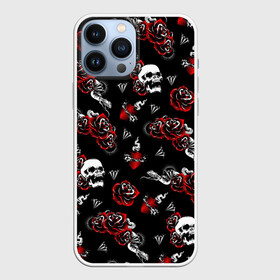 Чехол для iPhone 13 Pro Max с принтом Черепа и розы в городе Новоалтайск,  |  | diamond | diamonds | gothic | heart | hearts | roses | skull | skulls | snake | snakes | tattoo | tattoos | брилианты | бриллианты | готика | готическая | готичная | змеи | змея | розы | сердца | сердце | тату | татуировка | татуировки | череп 
